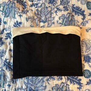 Edikted Black and Cream Strapless Top